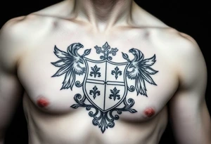Powerful mideval Irish family crest for a full chest tattoo tattoo idea