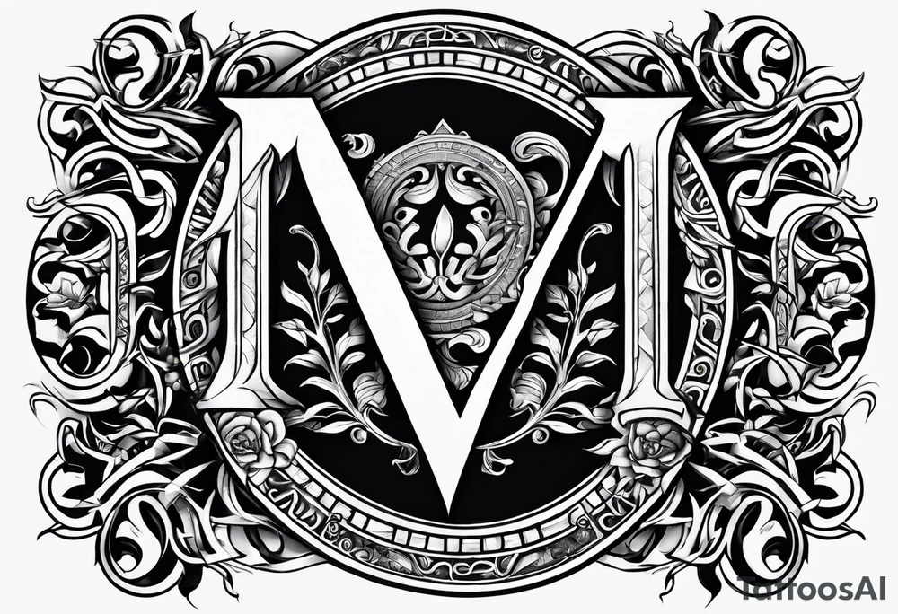 Greek Capital Letter Omega symbol black magic style tattoo idea