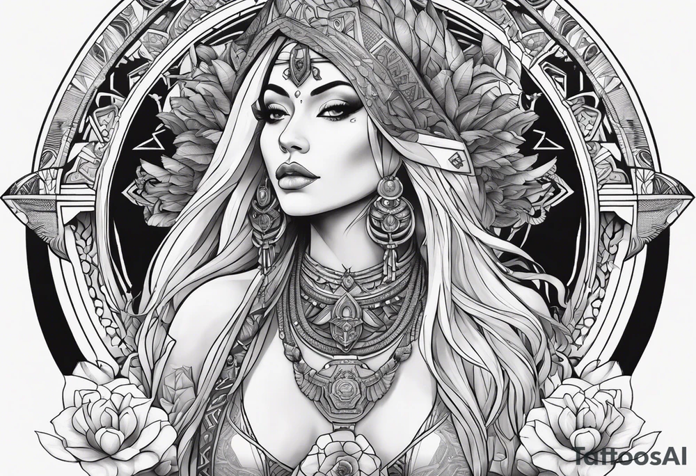 kali ma, alien goddess, valkrye, aries, pirate, divine feminine, zenza resonance, pachamama, lotus azul, blank panther, eagle, skull, 5D, nueva gaya, dna 12 tattoo idea