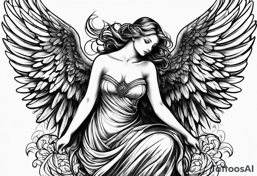 flying  guardian angel tattoo idea