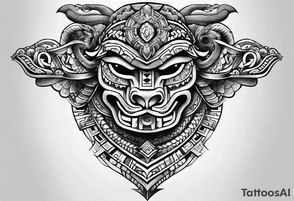 aztec snake sleeve tattoo idea