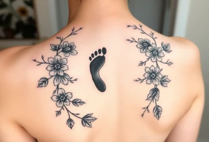 Charles 
Baby footprint 
1-14-23 
Surrounded by floral vines tattoo idea