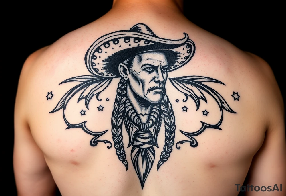 Charro negro in American traditional style tattoo idea