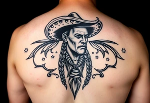 Charro negro in American traditional style tattoo idea