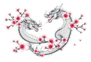 Dragons with cherry blossoms tattoo idea
