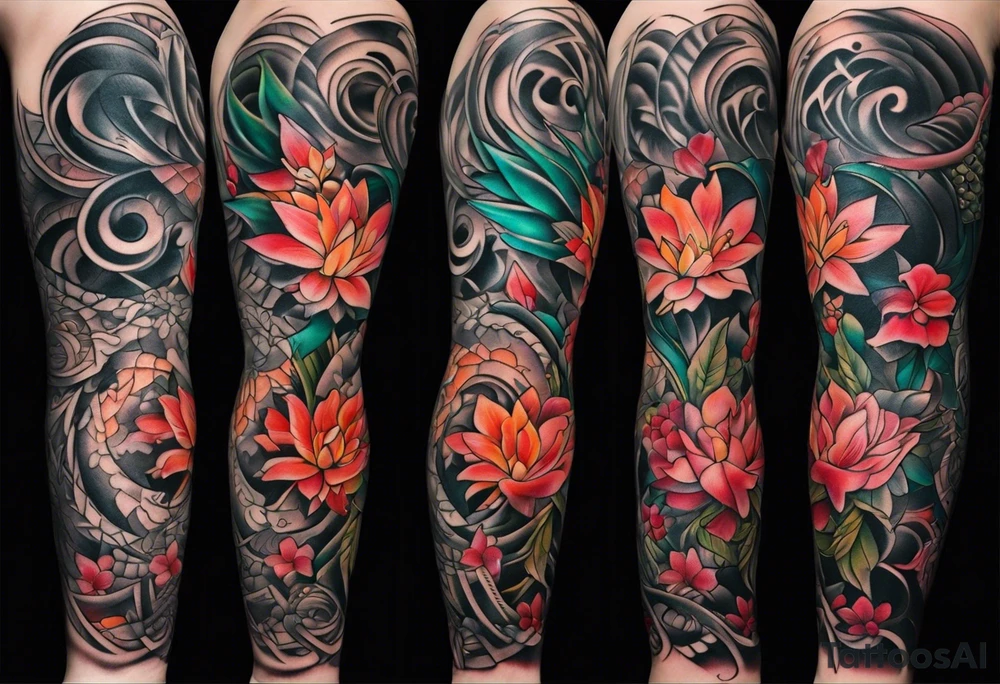 Full leg tattoo sleeve square tattoo idea
