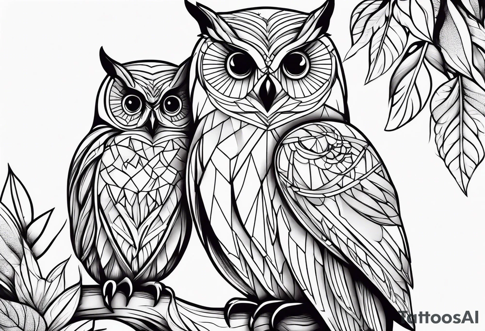 Mom and baby owl tattoo idea