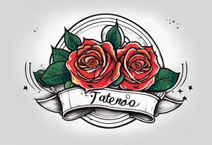2 roses with banner between them tattoo idea