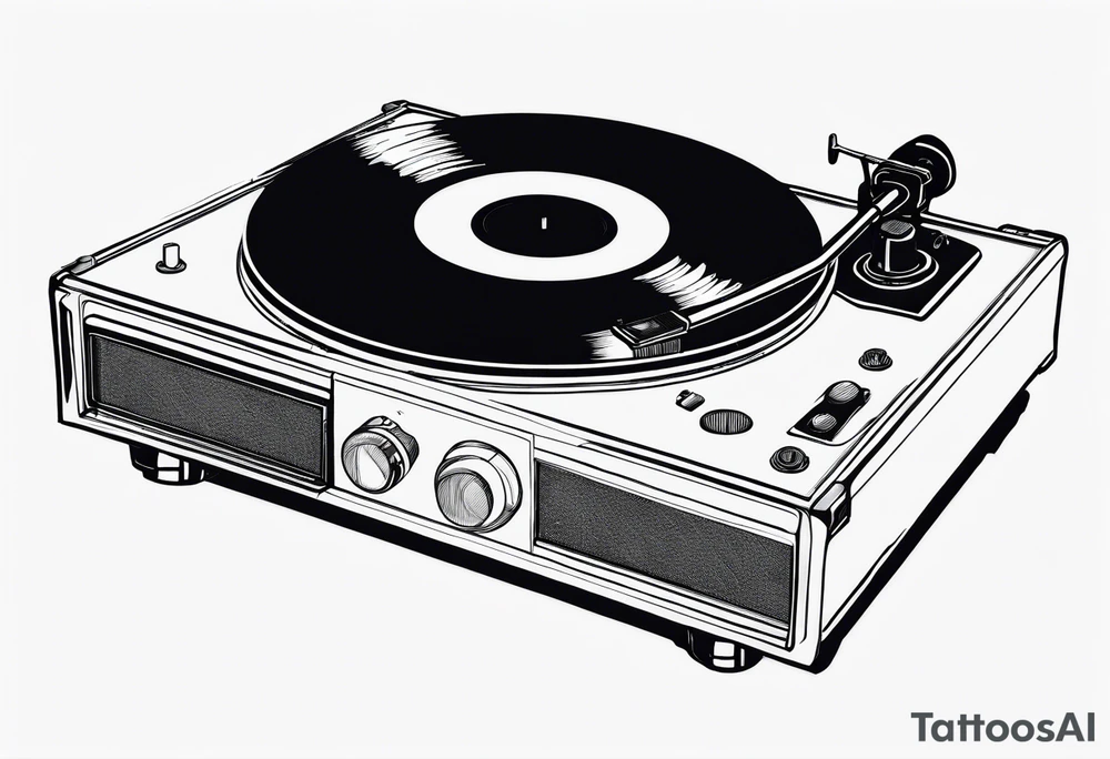 Recordplayer minimalistic fineline drawed in 2D tattoo idea Recordplayer minimalistic fineline drawed in 2D tattoo idea