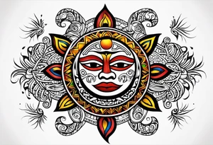 Puerto Rican taino tribal sun tattoo idea