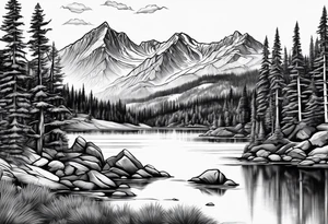 squaw valley with lake in the background tattoo idea