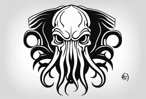 cthulu head minimal black tattoo idea
