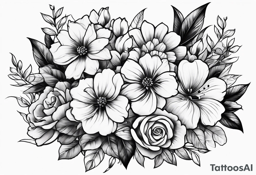 Flower bouquet tattoo idea