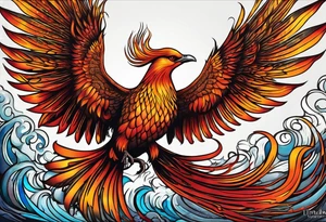 russian firebird in-flight with very long fancy tail "Isaiah 43: 18-19" tattoo idea