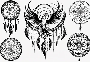 Phoenix swirly dream catcher abstract tattoo idea