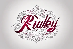 Ruby in cursive font tattoo idea