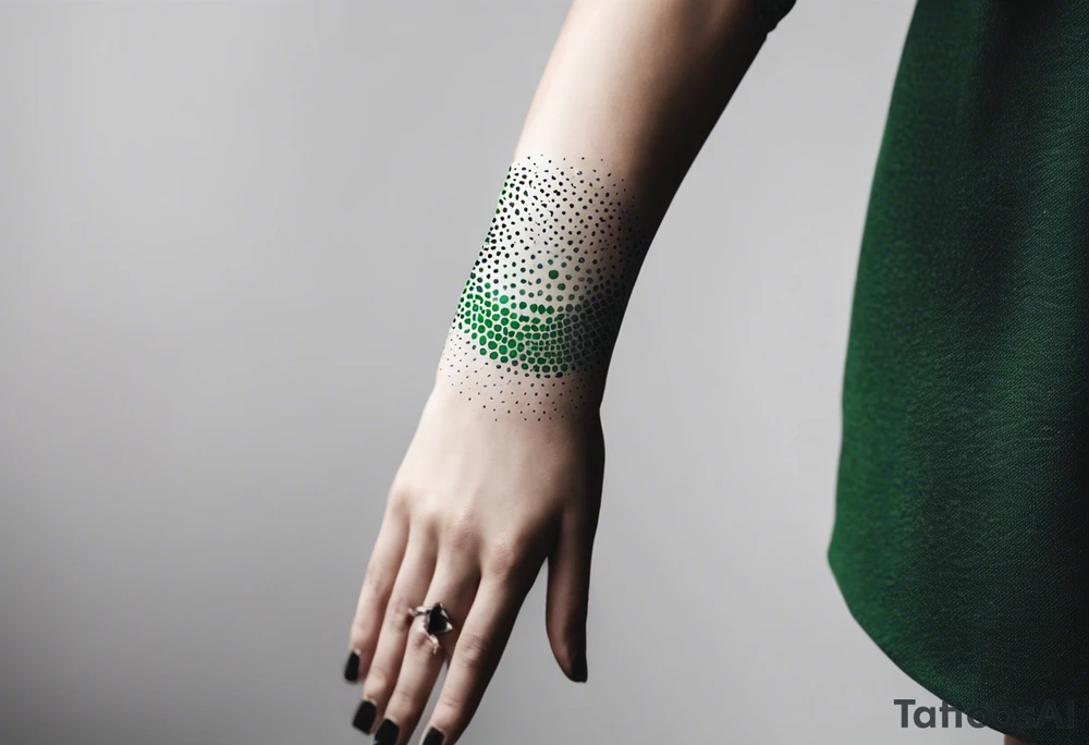 lines around wrist, abstract, green and black, covered from wrist to forearm, fully covered, no borders, blackwork, no people tattoo idea