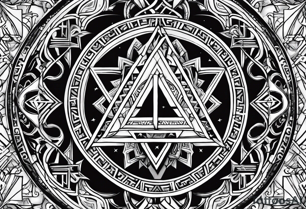 Its a pagan charm of the tetragrammaton to represent powerful the connection God is to Rebecca Sierra as a chosen one designed by God himself with female flair tattoo idea