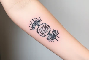 Bio-Mechanical internal computer, binary code, symbolism for 6 kids, 5 boys and youngest is a girl tattoo idea