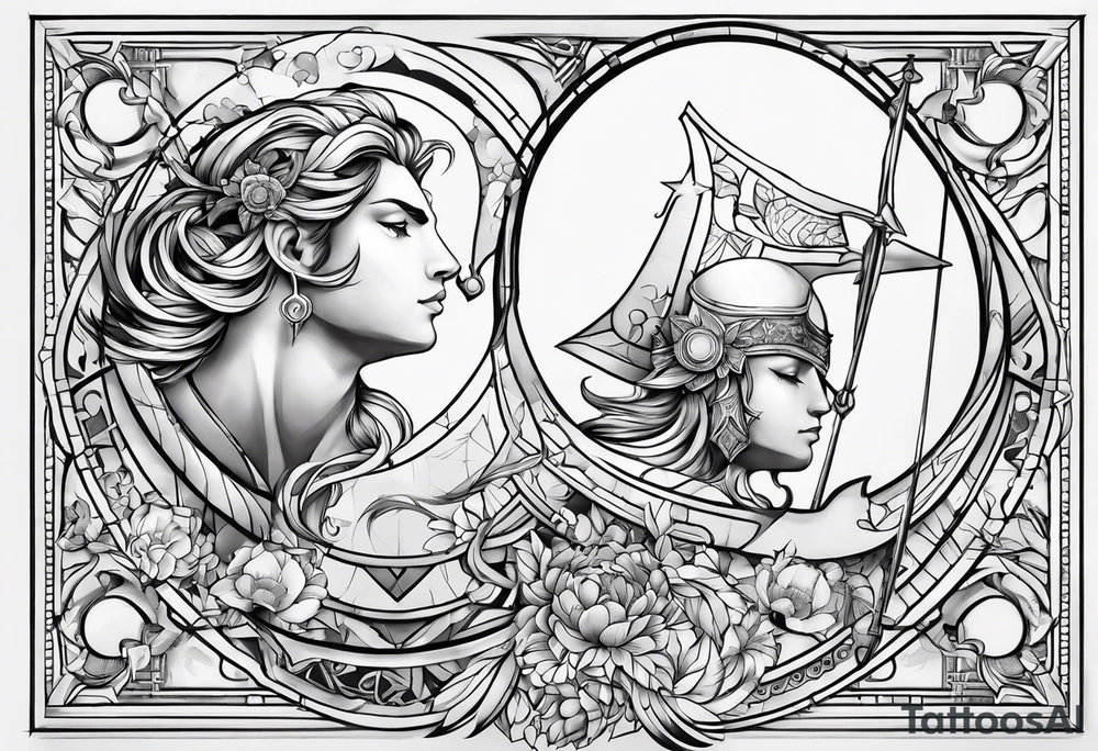 Zodiac Leo and sagittarius tattoo idea