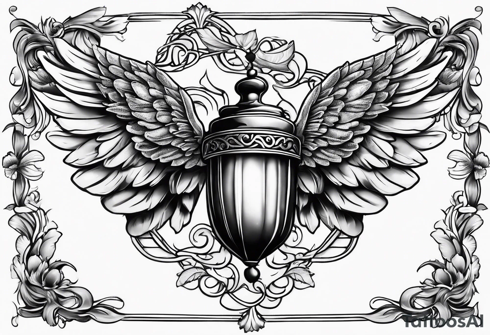Acorn with angel wings tattoo idea