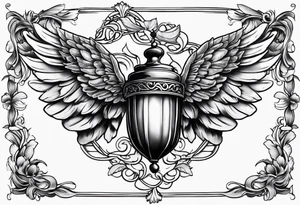 Acorn with angel wings tattoo idea