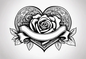 Zoe name written within a heart and rose tattoo idea