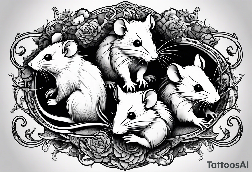 A collection of rats or mice whose tails are intertwined and bound together in some way. tattoo idea