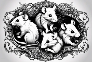 A collection of rats or mice whose tails are intertwined and bound together in some way. tattoo idea