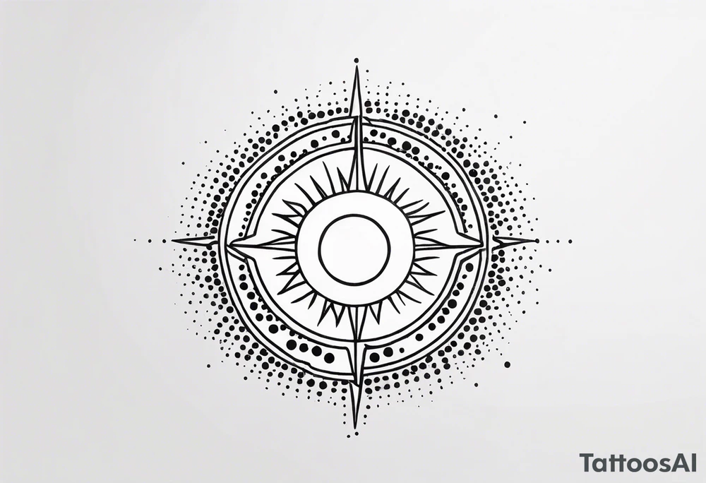 representation of the sun made of black dots tattoo idea