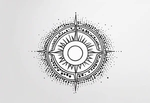 representation of the sun made of black dots tattoo idea