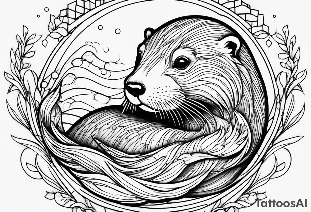 Otter swimming tattoo idea