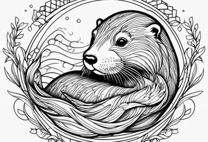 Otter swimming tattoo idea