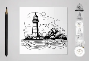 lighthouse fine line tattoo idea