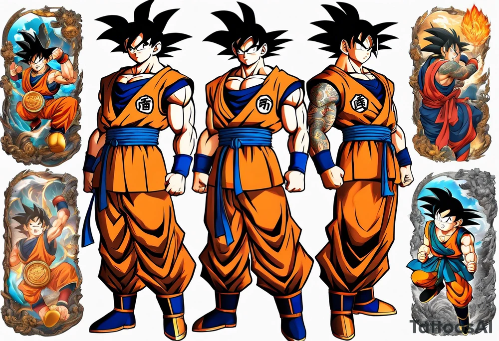 Sleeve tattoo topete name goku, tattoo idea