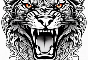 Angry panther with red-orange eyes tattoo idea
