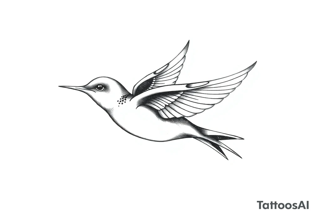 swallow flying with its wings out and forward tattoo idea