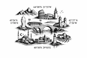 Iceland x3 (sindri, ibv, stjarnan)
Italy x2 (Verona, Sassuolo)
Spain (Logrono) 
Turkey x2 (Fenerbahce, Besiktas)
Hungary (Fradi)
France (Bordeaux) Something small that contains these countries or clubs no logos maybe coordinates tattoo idea