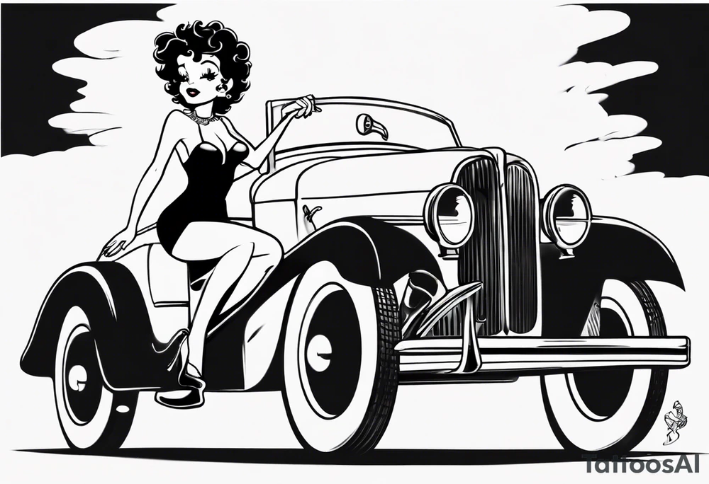 Betty boop riding car tattoo idea