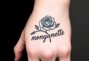 a rose seperate and a semicolon seperate from the name “monyanette” tattoo idea