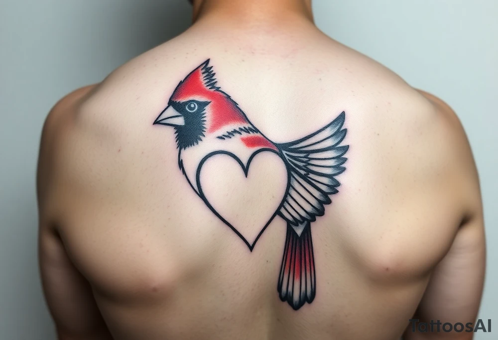 red cardinal with a heart tattoo idea