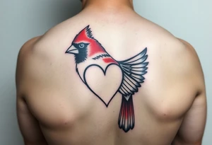 red cardinal with a heart tattoo idea