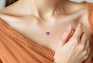 Matching tiny hearts shaded in lavender, placed delicately on each collarbone. tattoo idea