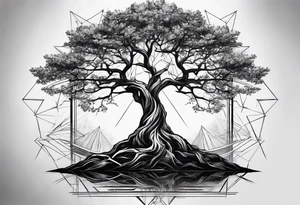 iron tree with branches ending in triangles, forearm tattoo tattoo idea