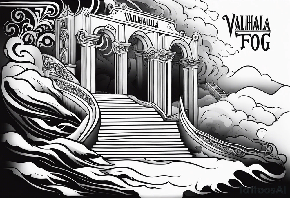 Valhalla fog stairs mist tattoo idea