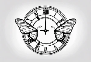 Butterfly flying around or over a clock tattoo idea