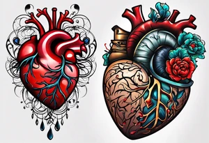 Heart and brain in a balance tattoo idea