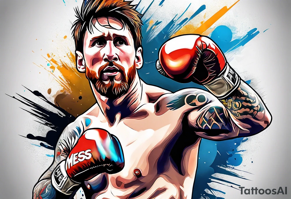 messi boxing against monkey tattoo idea