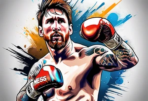 messi boxing against monkey tattoo idea