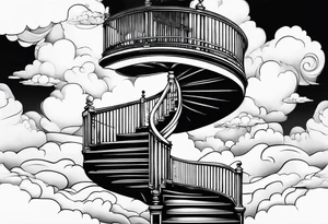 Human Walking a spiral stair case into the clouds tattoo idea